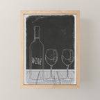 Minimalist Black and White Wine Glasses Mini Art Print Gallery Image 1