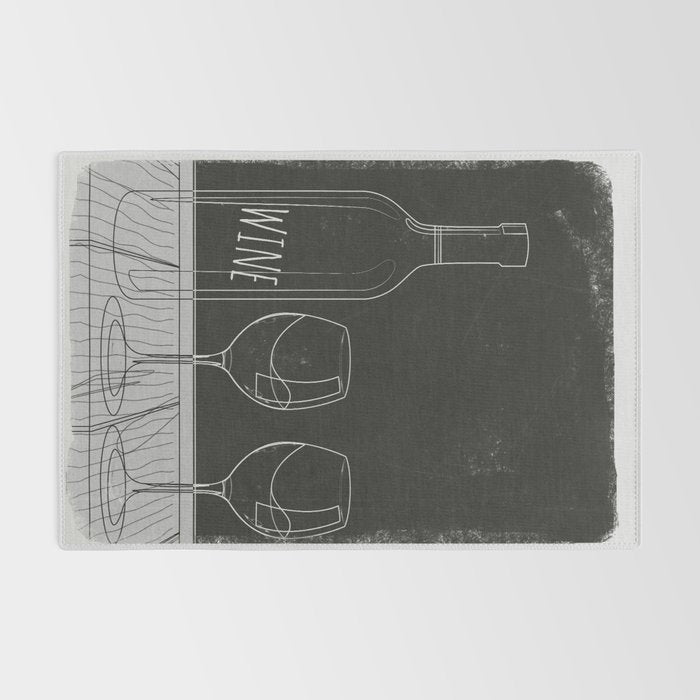 Minimalist Black and White Wine Glasses Rug Gallery Image 2