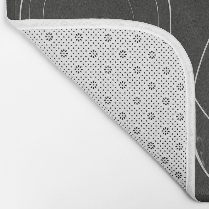 Minimalist Black and White Wine Glasses Bath Mat Gallery Image 2