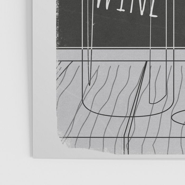 Minimalist Black and White Wine Glasses Poster Gallery Image 3