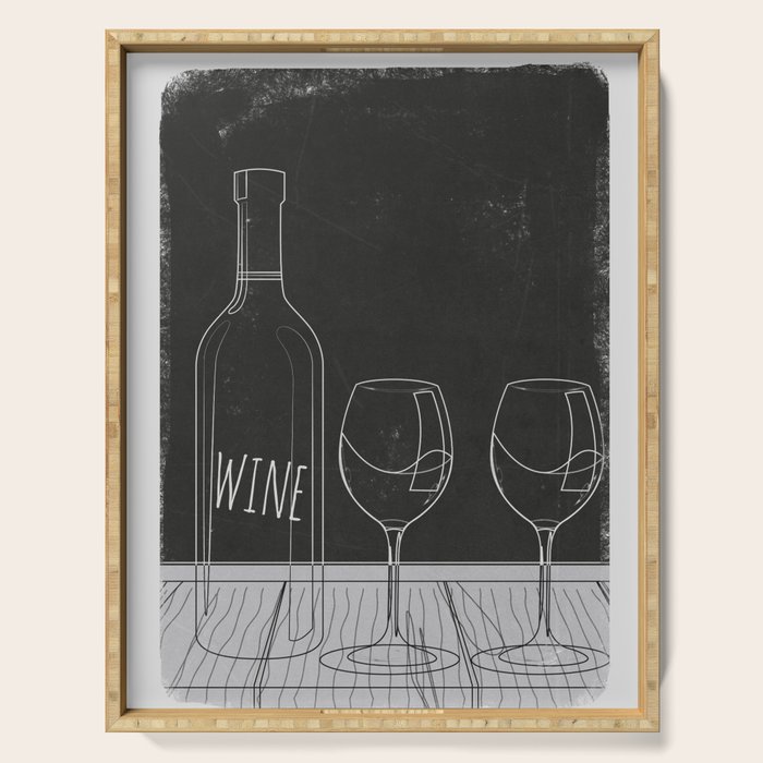 Minimalist Black and White Wine Glasses Serving Tray Gallery Image 1