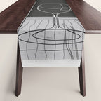 Minimalist Black and White Wine Glasses Table Runner Gallery Image 1