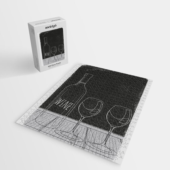 Minimalist Black and White Wine Glasses Jigsaw Puzzle Gallery Image 2