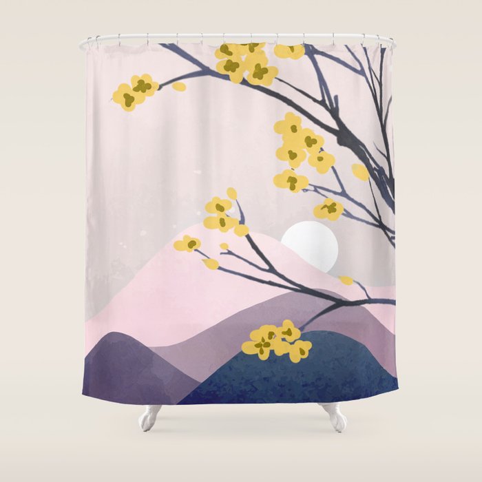 Midnight Bloom 01 Shower Curtain Gallery Image 1