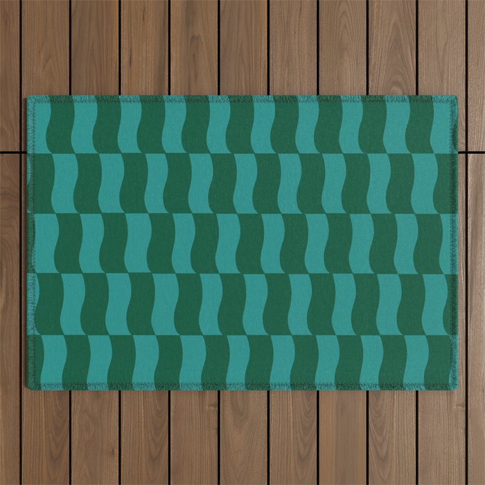 Money Green Wavy Blocks Outdoor Rug Gallery Image 1