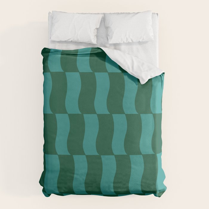 Money Green Wavy Blocks Duvet Cover Gallery Image 6