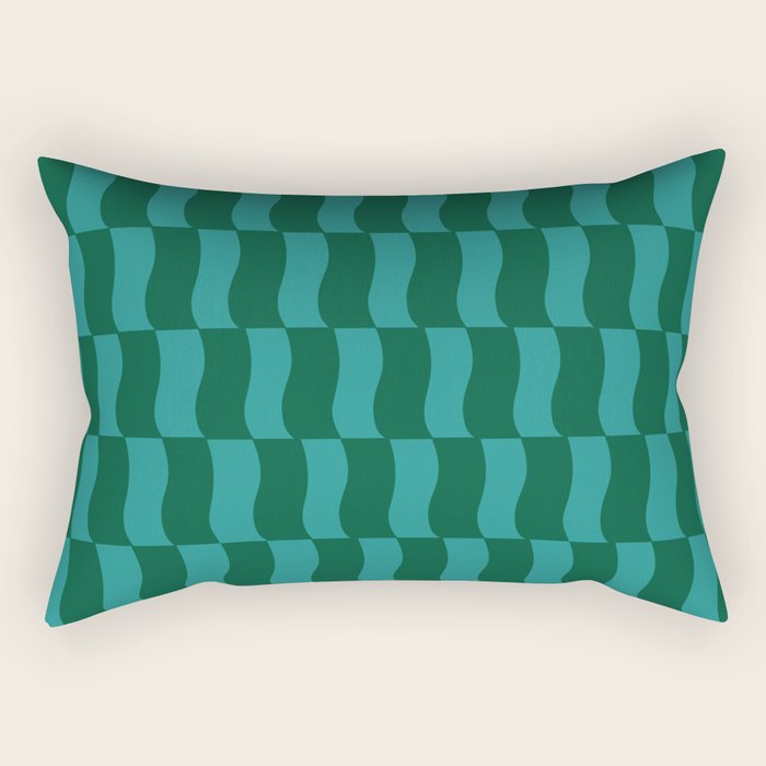 Money Green Wavy Blocks Rectangular Pillow Gallery Image 1