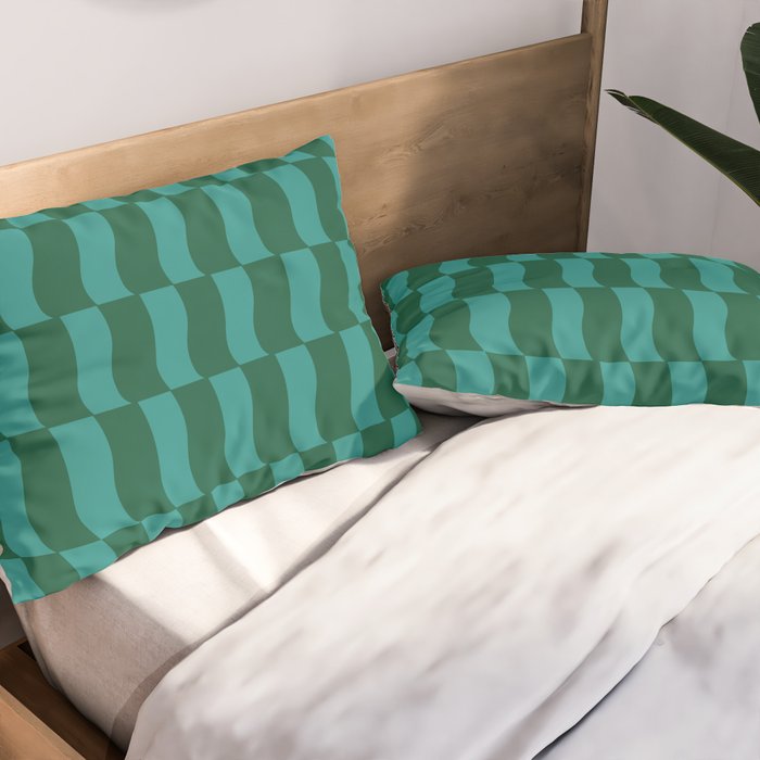 Money Green Wavy Blocks Pillow Sham Gallery Image 2