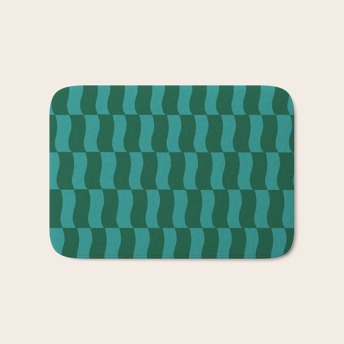 Money Green Wavy Blocks Bath Mat Gallery Image 1