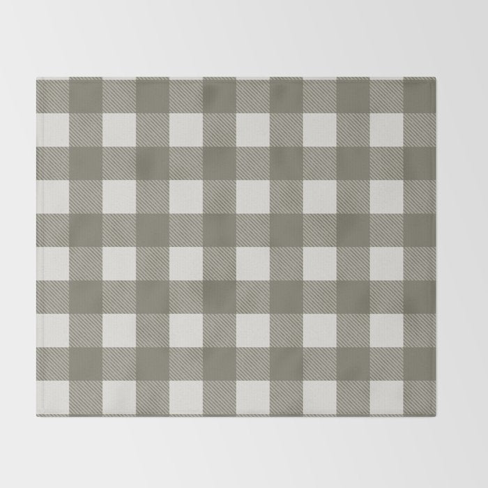 Gingham Cloth / Olive Checks Throw Blanket Gallery Image 2