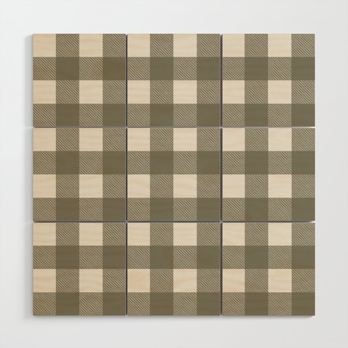 Gingham Cloth / Olive Checks Wood Wall Art Gallery Image 1