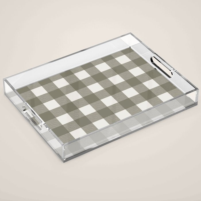 Gingham Cloth / Olive Checks Acrylic Tray Gallery Image 1