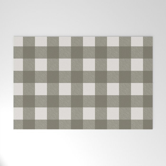 Gingham Cloth / Olive Checks Welcome Mat Gallery Image 1