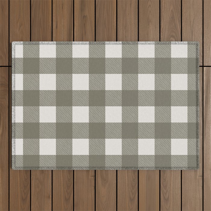 Gingham Cloth / Olive Checks Outdoor Rug Gallery Image 1