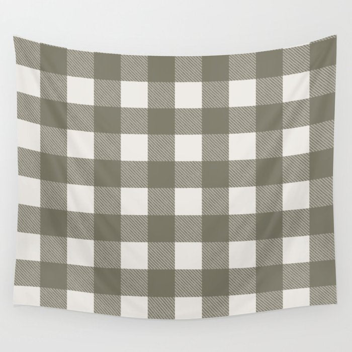 Gingham Cloth / Olive Checks Wall Tapestry Gallery Image 4