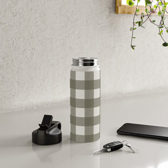 Gingham Cloth / Olive Checks Water Bottle Gallery Image 5