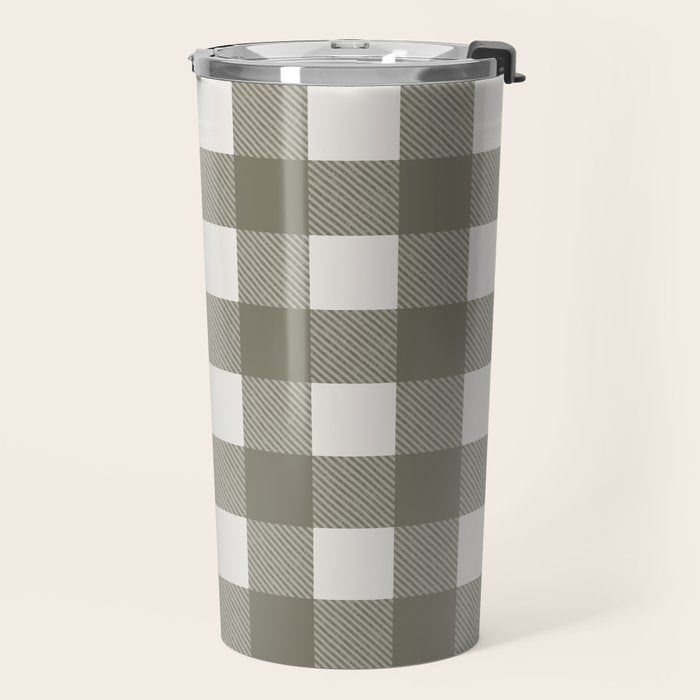 Gingham Cloth / Olive Checks Travel Mug Gallery Image 2