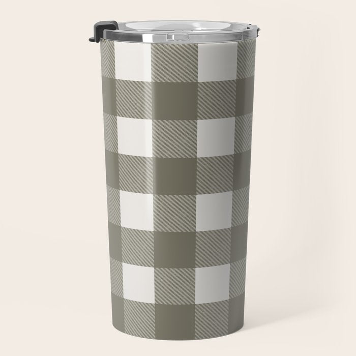 Gingham Cloth / Olive Checks Travel Mug Gallery Image 3