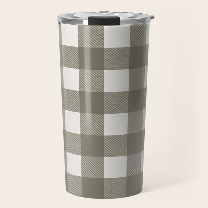 Gingham Cloth / Olive Checks Travel Mug Gallery Image 1