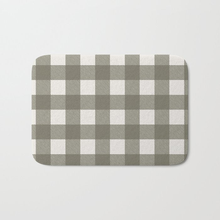 Gingham Cloth / Olive Checks Bath Mat Gallery Image 1