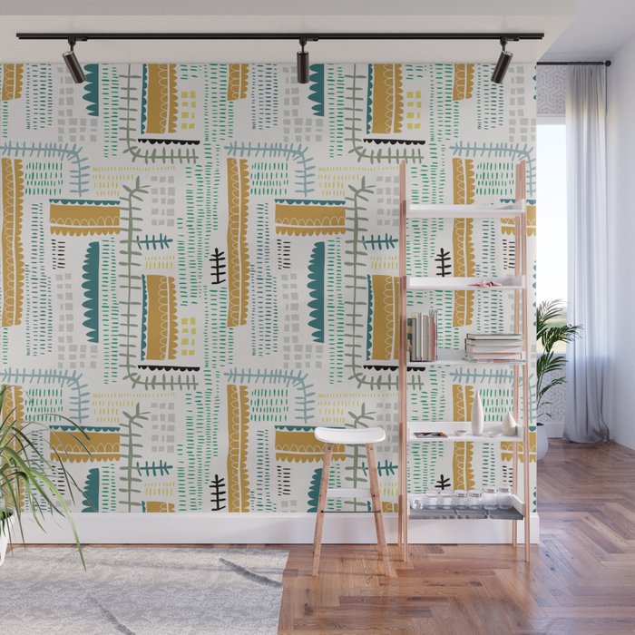 Block print geometrics Wall Mural Gallery Image 1