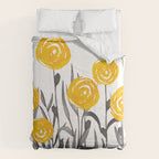 Fall Sunshine, Floral Watercolor Print, Yellow and Gray Comforter Gallery Image 6