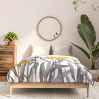 Fall Sunshine, Floral Watercolor Print, Yellow and Gray Comforter Gallery Image 3