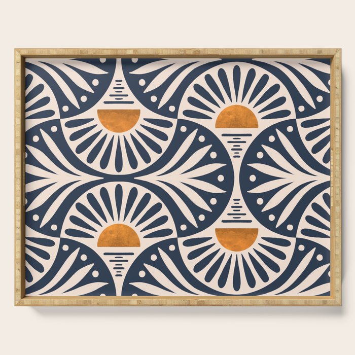 Art Deco Sunset and Leaves Serving Tray Gallery Image 1