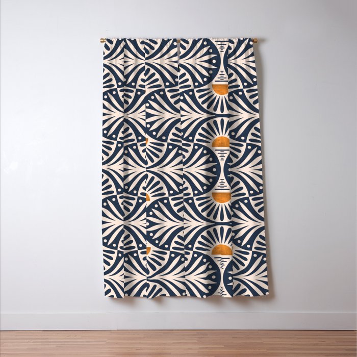 Art Deco Sunset and Leaves Window Curtain Gallery Image 3