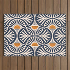 Art Deco Sunset and Leaves Outdoor Rug Gallery Image 1
