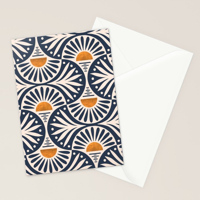 Art Deco Sunset and Leaves Stationery Card Gallery Image 2