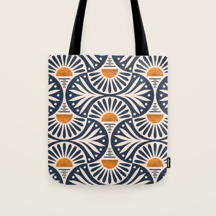 Art Deco Sunset and Leaves Tote Bag Gallery Image 1