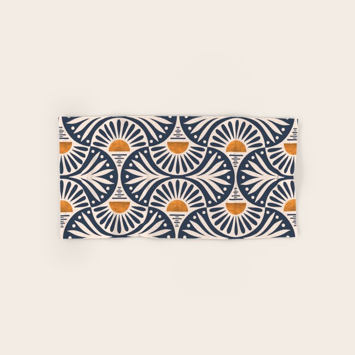 Art Deco Sunset and Leaves Bath Towel Gallery Image 1