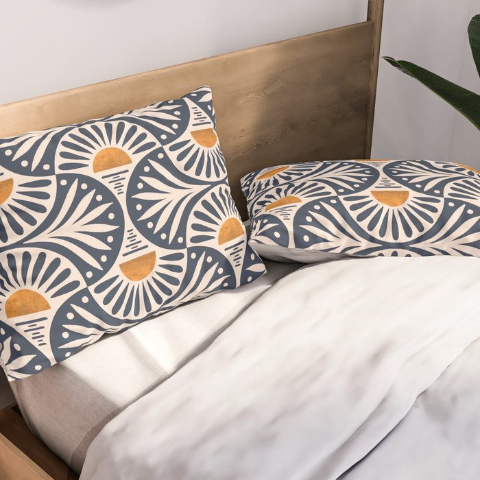 Art Deco Sunset and Leaves Pillow Sham Gallery Image 2