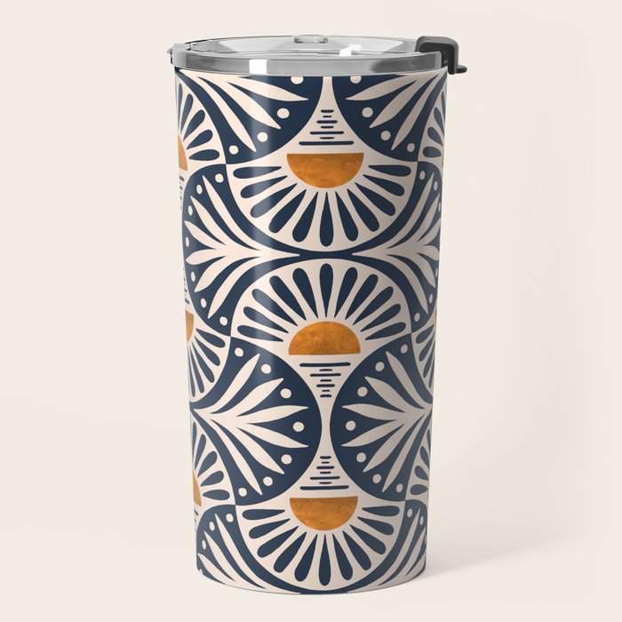 Art Deco Sunset and Leaves Travel Mug Gallery Image 2