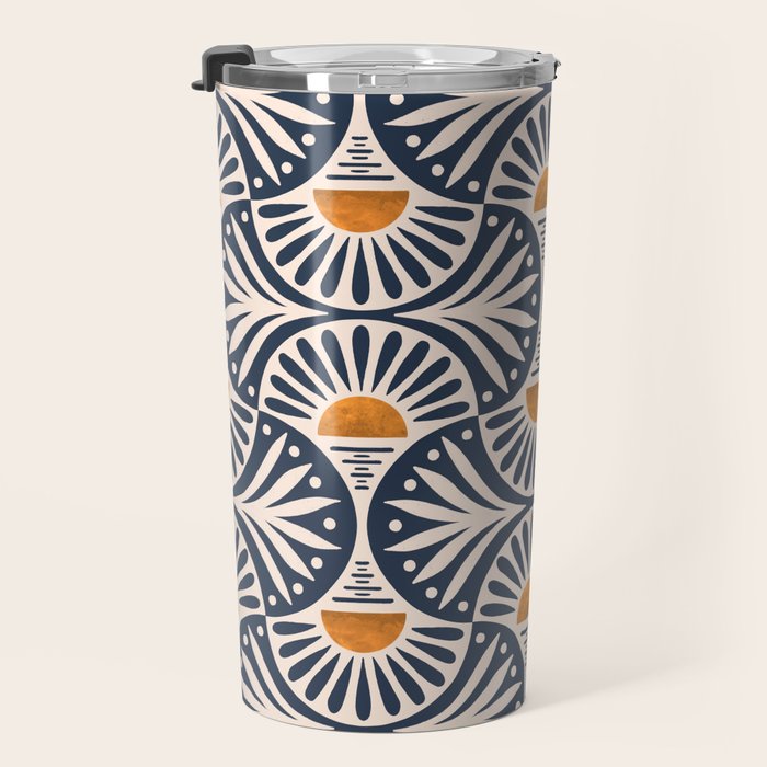 Art Deco Sunset and Leaves Travel Mug Gallery Image 3