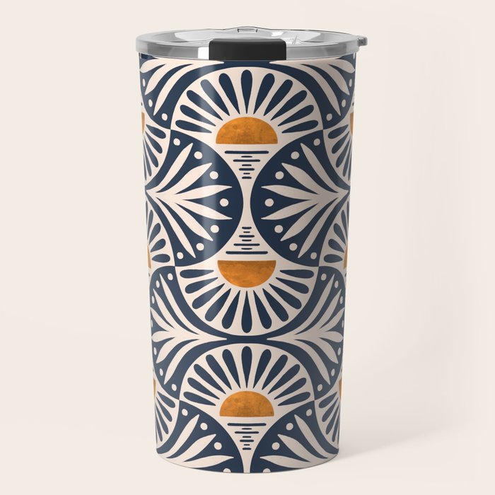 Art Deco Sunset and Leaves Travel Mug Gallery Image 1