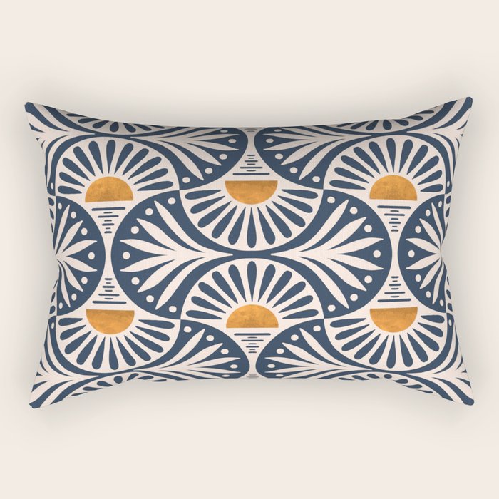 Art Deco Sunset and Leaves Rectangular Pillow Gallery Image 2