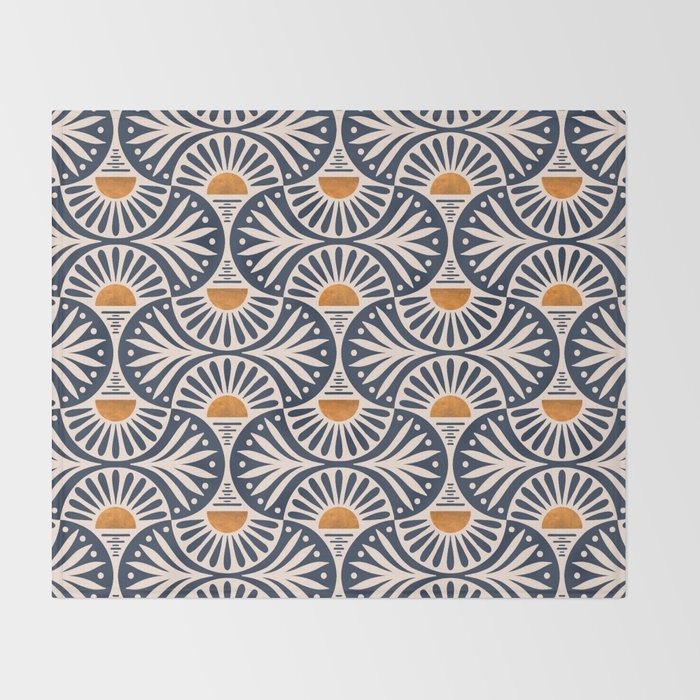 Art Deco Sunset and Leaves Throw Blanket Gallery Image 2