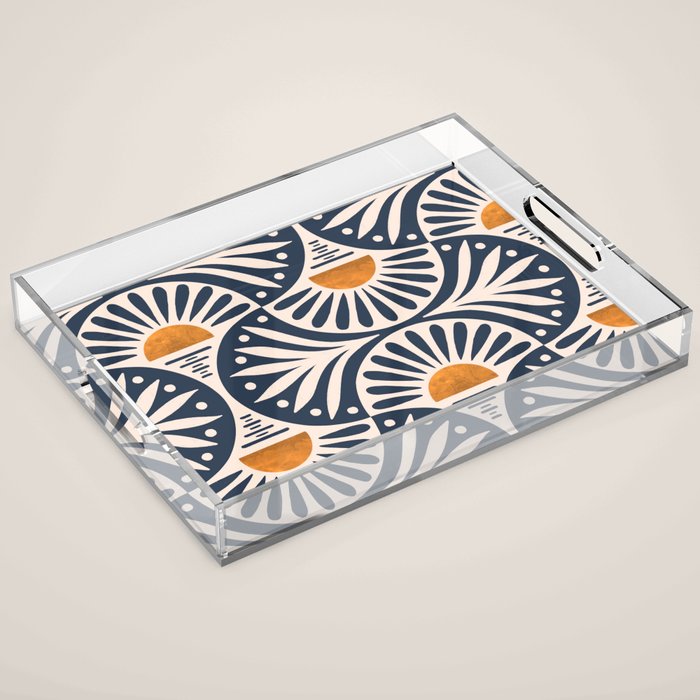 Art Deco Sunset and Leaves Acrylic Tray Gallery Image 1