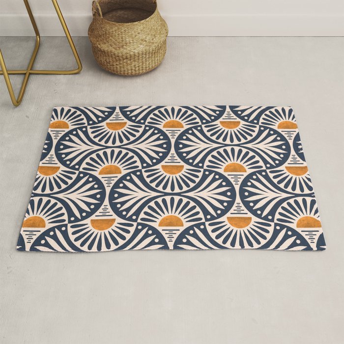 Art Deco Sunset and Leaves Rug Gallery Image 1
