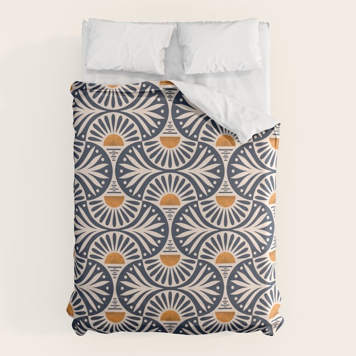 Art Deco Sunset and Leaves Duvet Cover Gallery Image 1