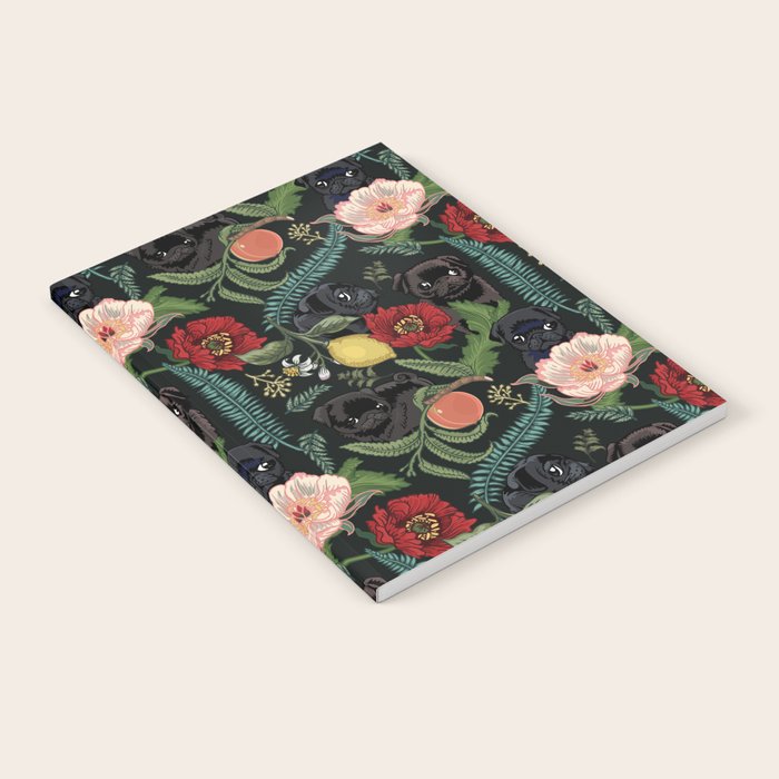 Botanical and Black Pugs Notebook Gallery Image 2