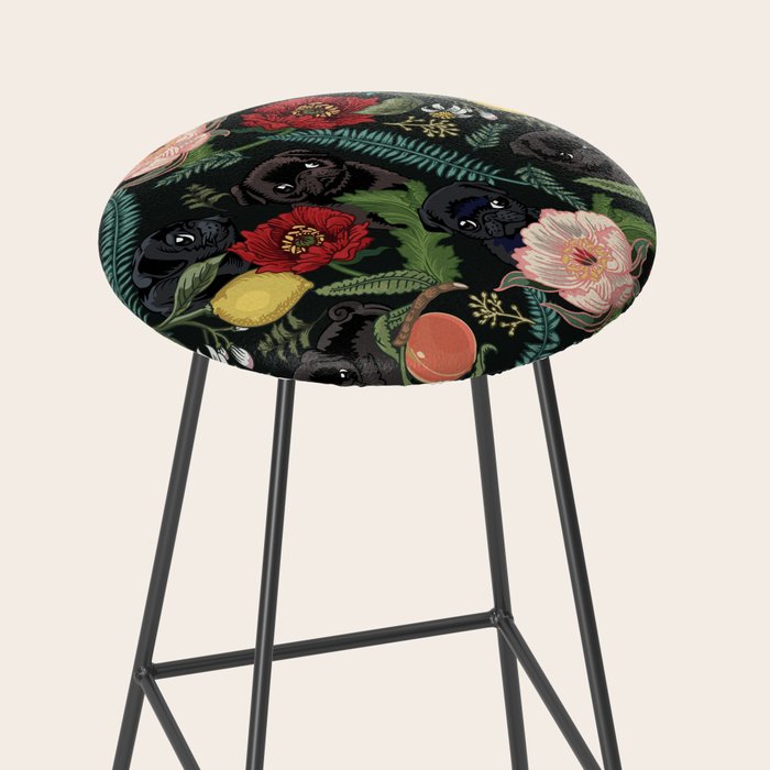 Botanical and Black Pugs Stool Gallery Image 2