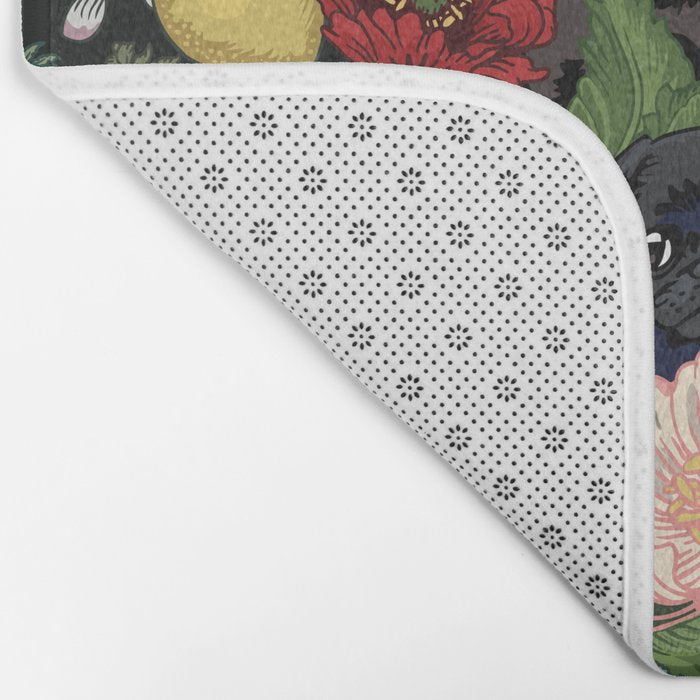 Botanical and Black Pugs Bath Mat Gallery Image 2
