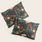 Botanical and Black Pugs Pillow Sham Gallery Image 3