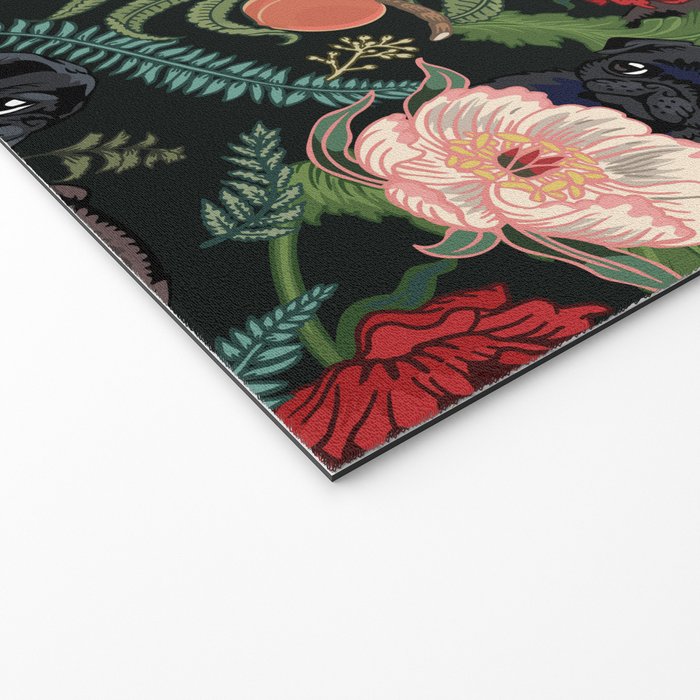 Botanical and Black Pugs Welcome Mat Gallery Image 2