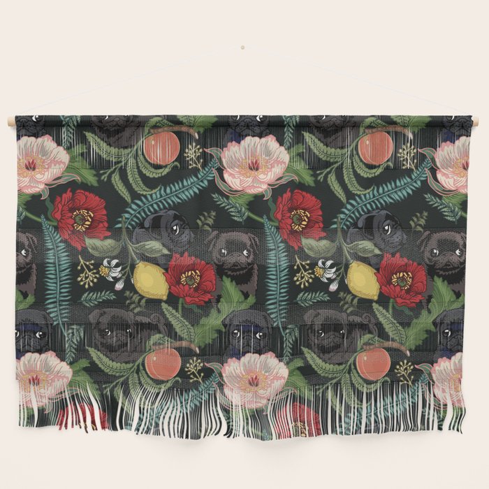 Botanical and Black Pugs Wall Hanging Gallery Image 1