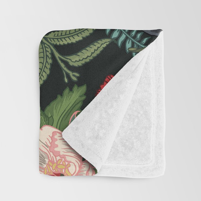 Botanical and Black Pugs Throw Blanket Gallery Image 3