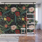 Botanical and Black Pugs Wall Mural Gallery Image 1